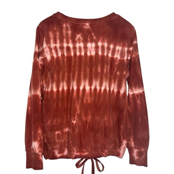 C&C California Tie Dye Sweatshirt Womens Large Burnt Orange Drawstring Tie Waist - Picture 6 of 6